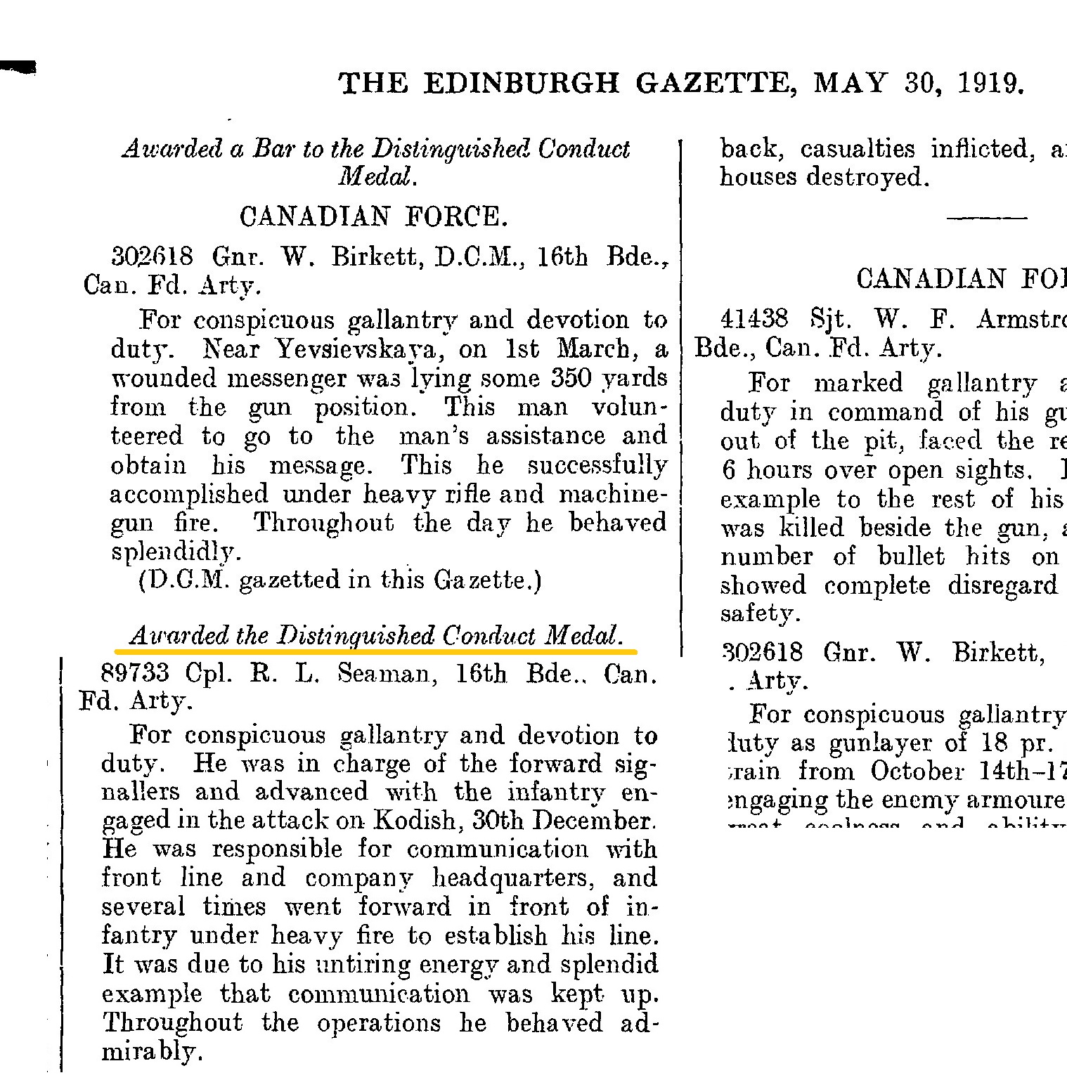 Edinburgh Gazette, May 30, 1919